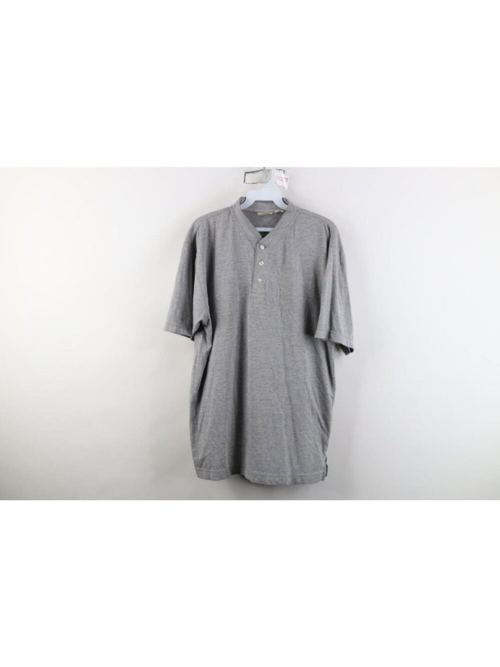 Vintage 90s LL Bean Mens Medium Faded Blank Short Sleeve Henley T-Shirt Gray